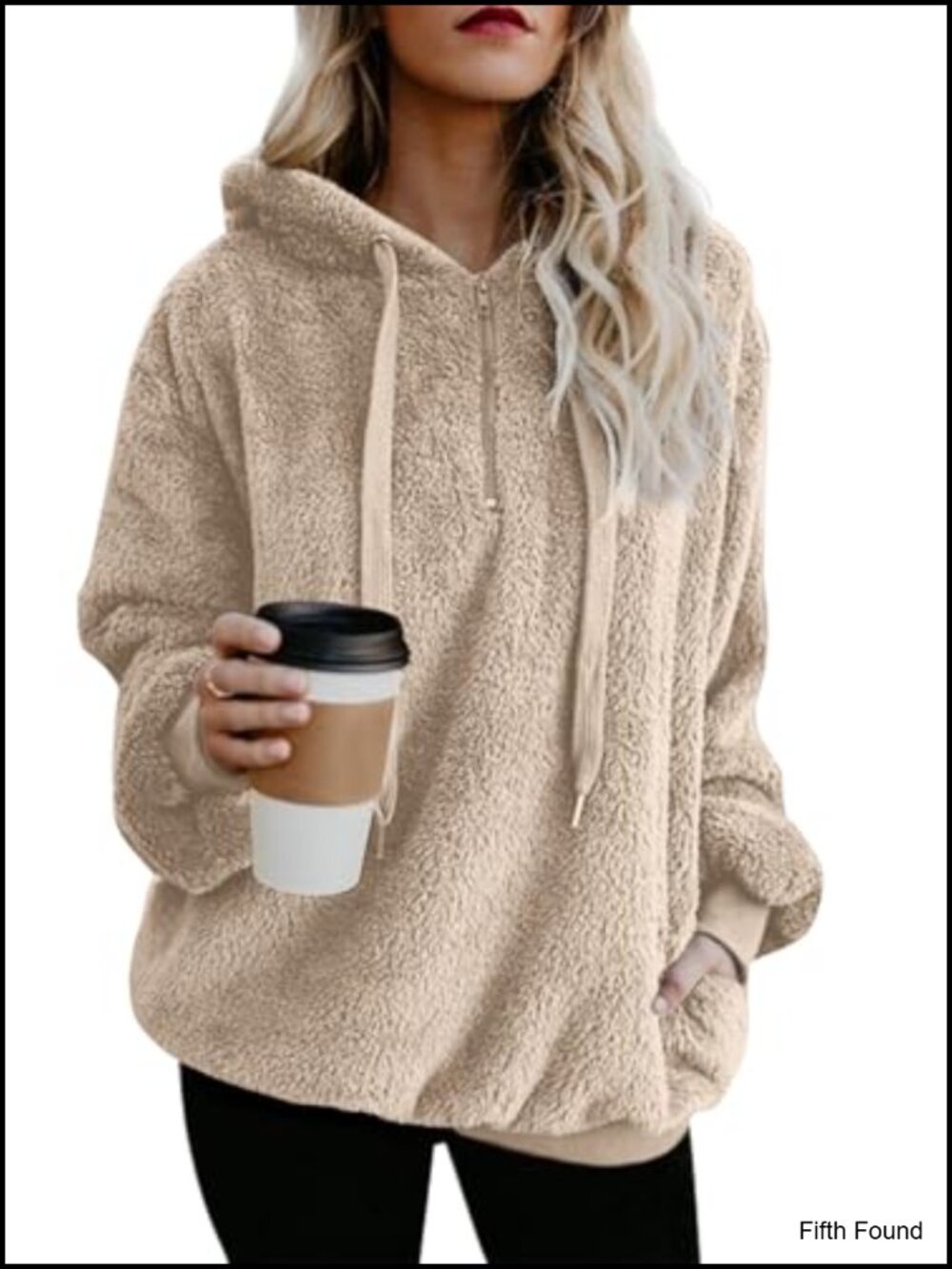 Womens Oversized Fleece Pullover Sherpa Jacket Half Zip Hoodie